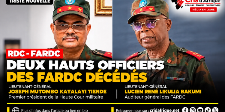 RDC : deux hauts responsables de la justice militaire meurent dans un crash d’avion à Kenge